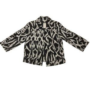 Christopher & Banks Jacket Blazer Open Front Black White Women's Small S NWT